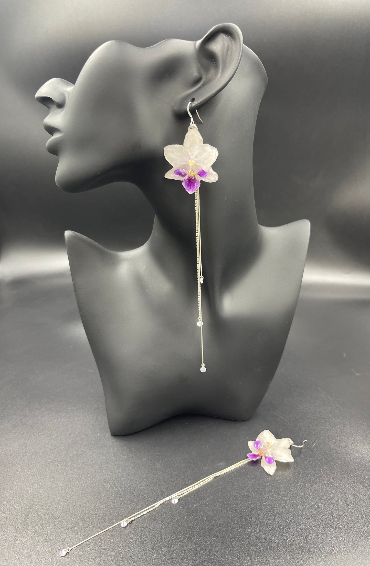 Aros mini orquídeas circones plata 925