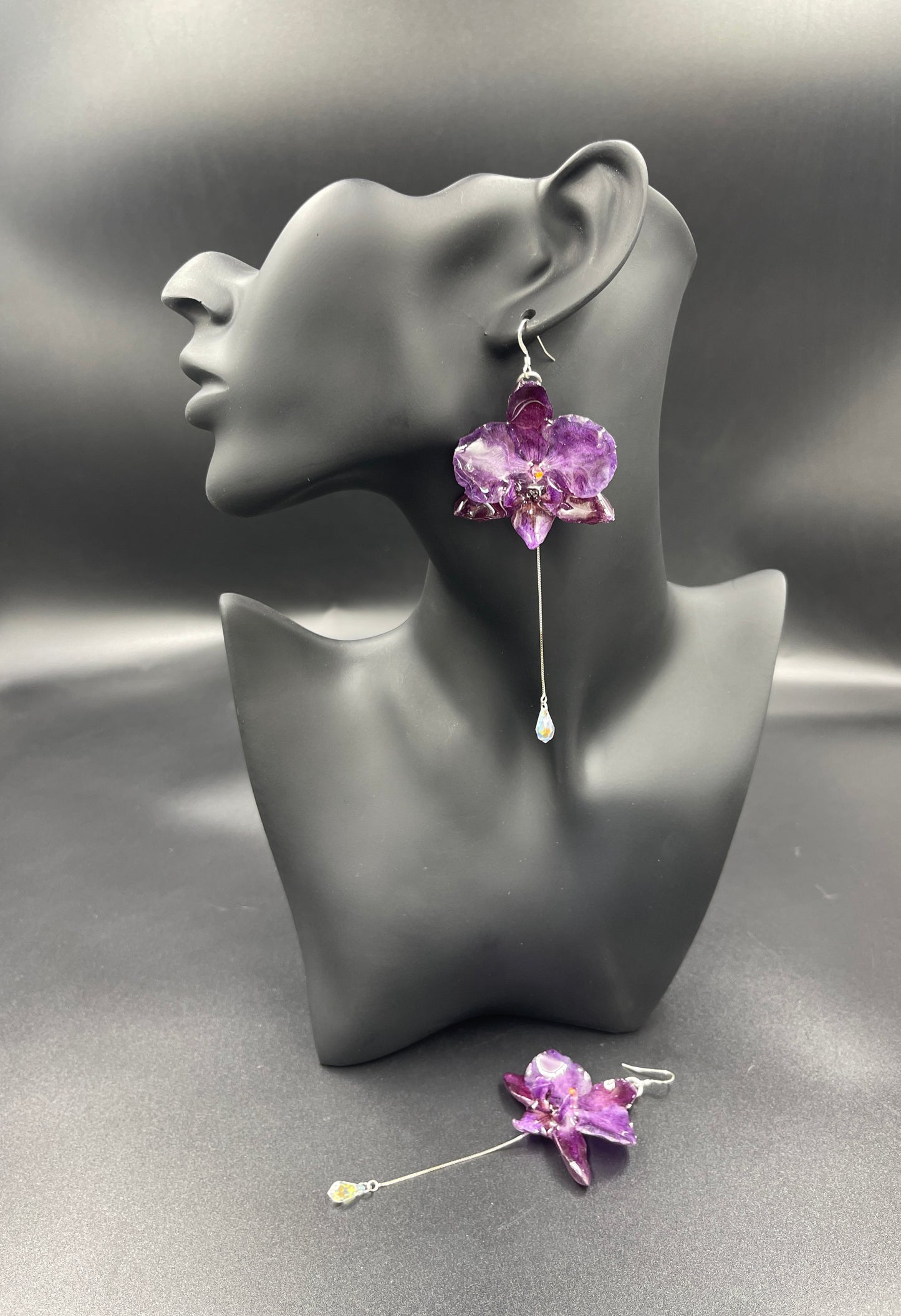 Aros orquídea cristal plata 925